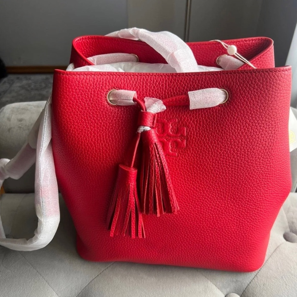 NWT “Tory Burch” Liberty Red Thea Satchel Handbag